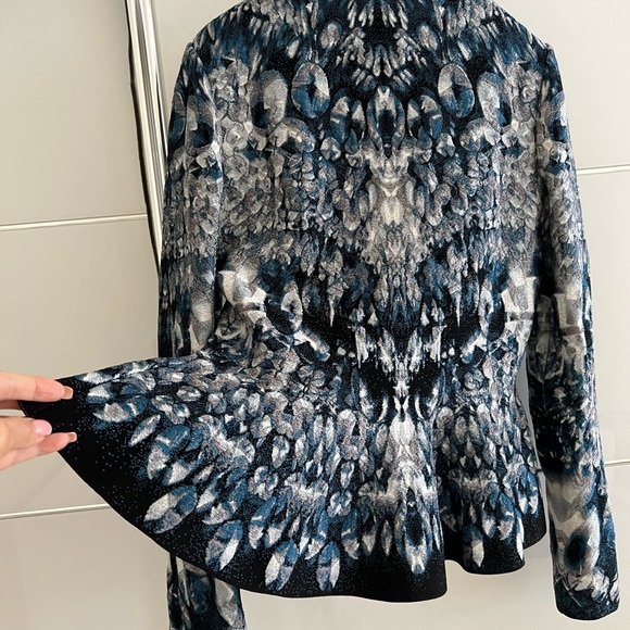 Alexander McQueen women's fitted cardigan, crystal jacquard blue - midnight blue - Picture 1 of 13